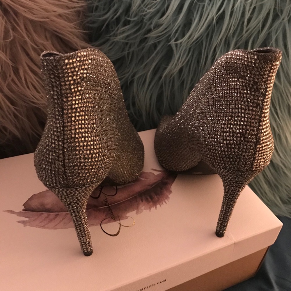 Rhinestone stiletto ankle boots